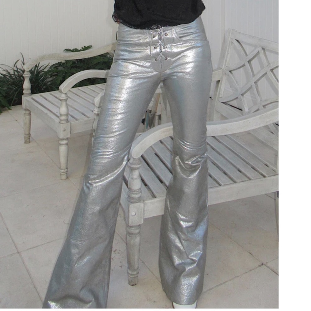 🌼 CU Isla Bonita Silver leather pants XL